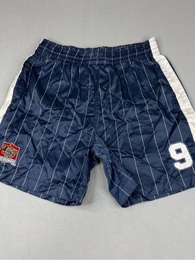 Vintage Abercrombie Athletic Shorts Navy Pinstripe Crest Logo M